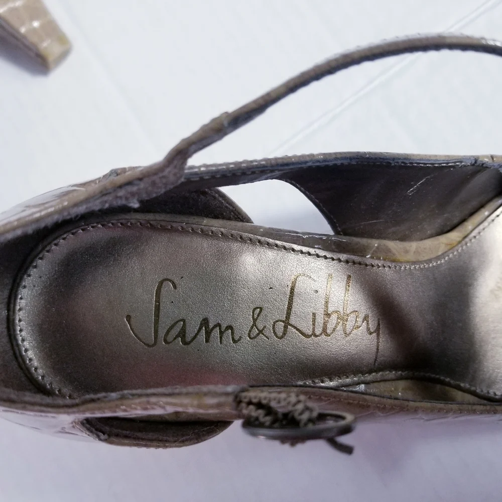 SAM & LIBBY TEXTURED HIGH HEEL TAN SHOE SIZE 6